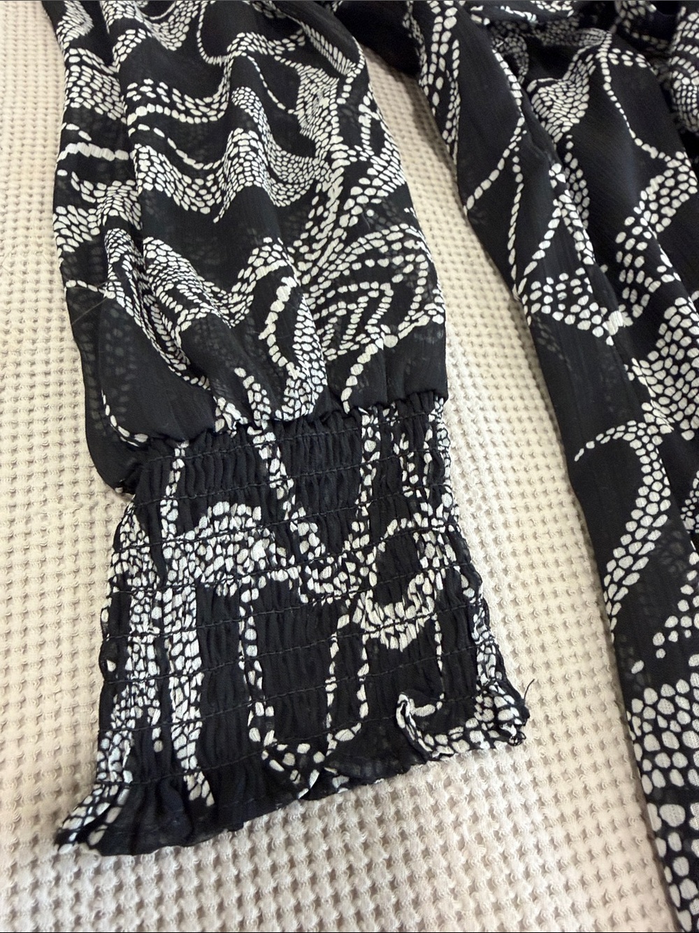 Vince Camuto Black Jumpsuit with White Leaf Print - Picture 8 of 11